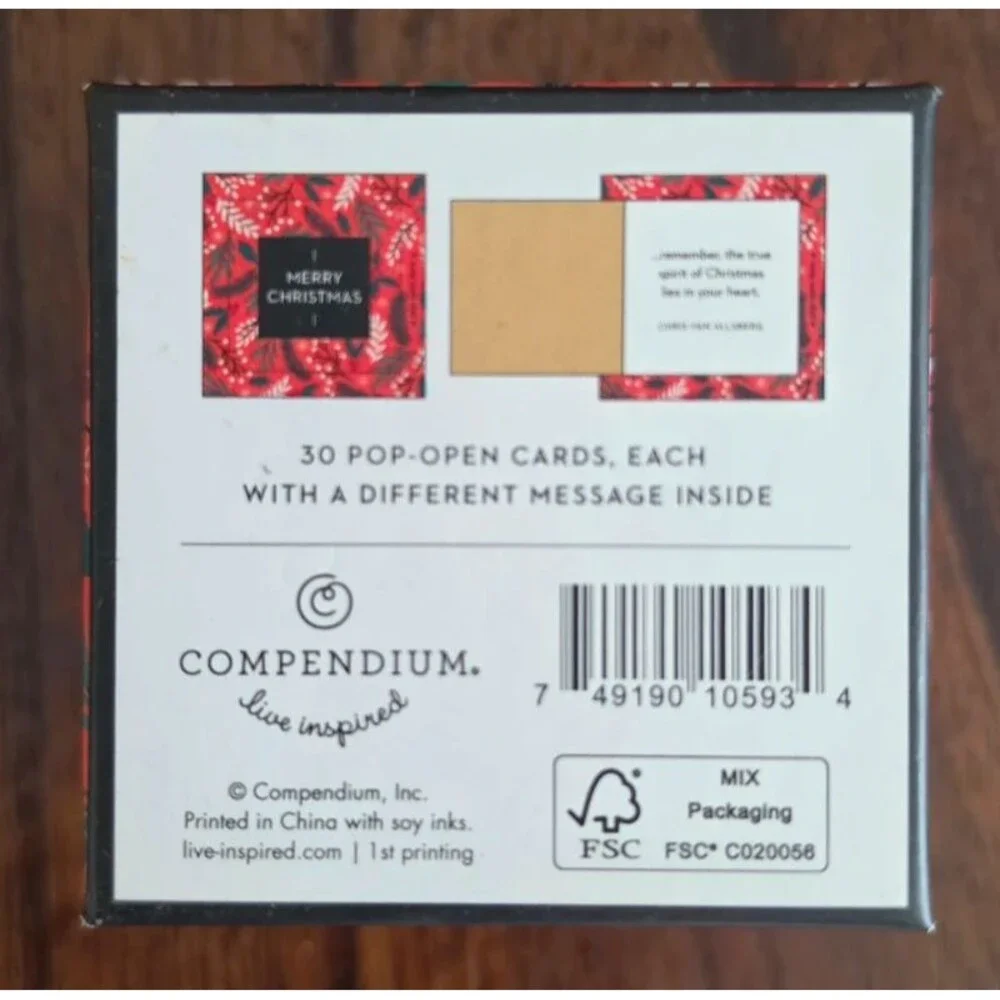 Compendium Merry Christmas 30 Pop Open Cards Inspirational Messages New